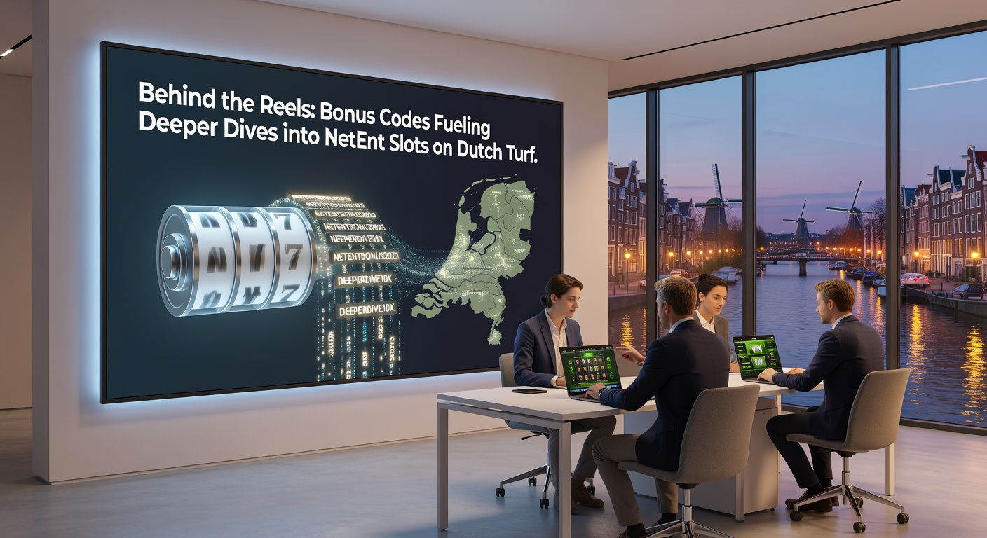 Dynamische close-up van NetEnt rollen met bonuscode-overlay en Nederlandse vlag-elementen op een mobiel scherm
