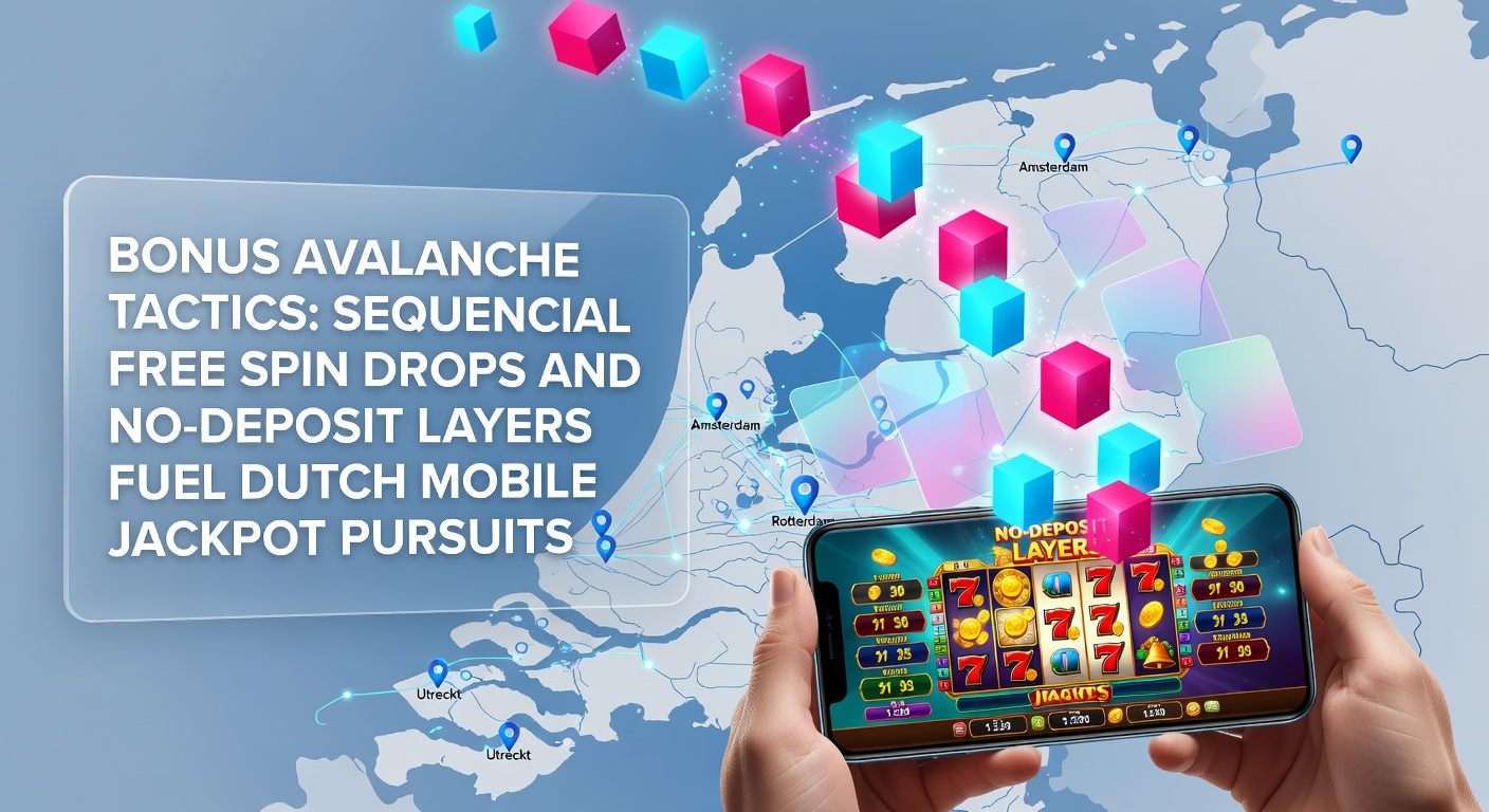 Grafische weergave van een bonuslawine met vallende free spins en jackpot symbolen op een mobiel scherm in Nederlandse casino apps