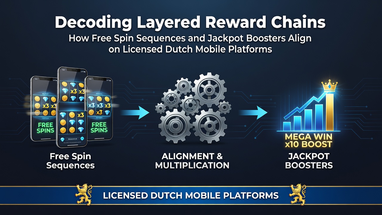 Illustratie van gelaagde beloningsstructuren met free spins en jackpot boosters op mobiele platforms
