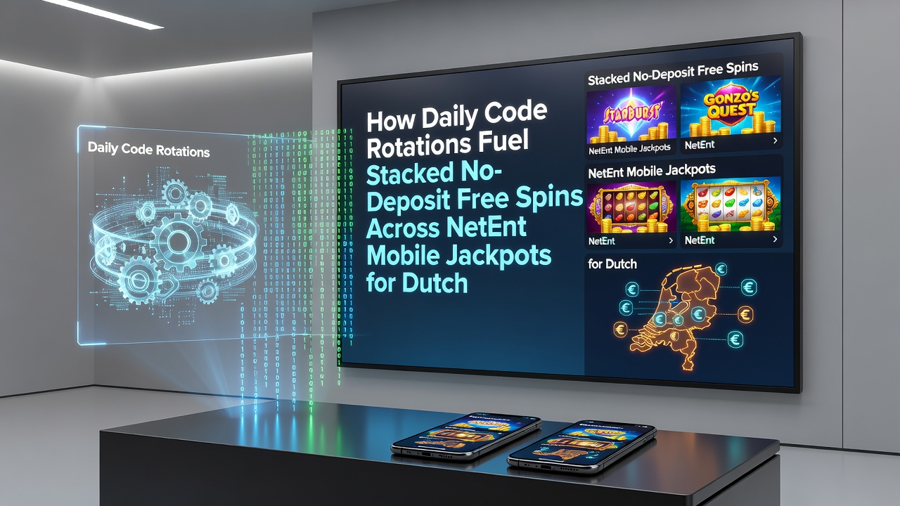 Afbeelding van gestapelde no-deposit free spins op NetEnt mobiele jackpot scherm