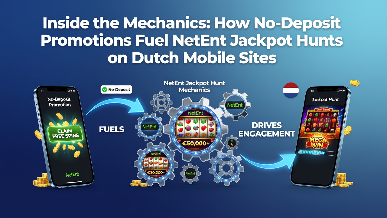 Illustratie van mobiele NetEnt jackpot slots met no-deposit promoties in Nederland