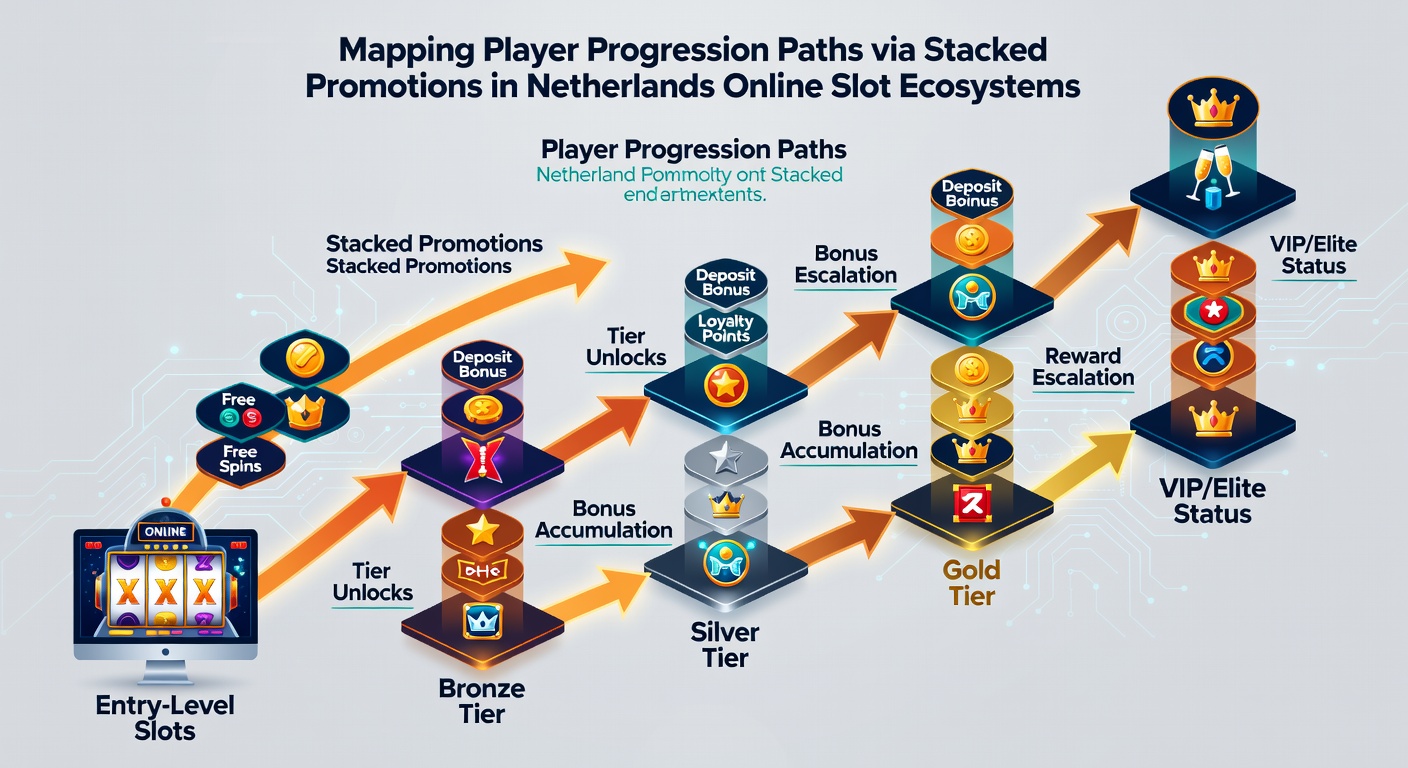 Diagram van player progression mapping met voorbeelden van gestapelde bonussen in Nederlandse online slots