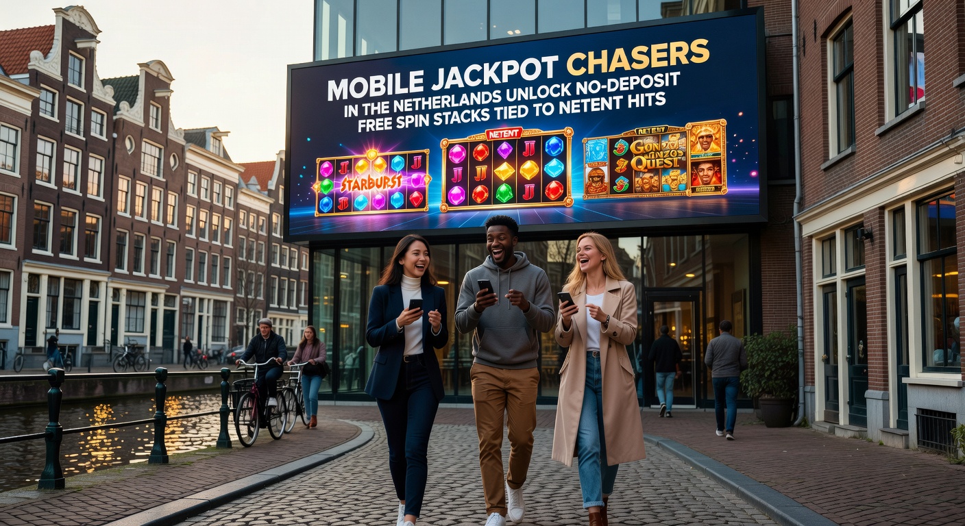 Mobiele scherm met draaiende NetEnt jackpot slots en free spin icons die stapelen voor Nederlandse spelers