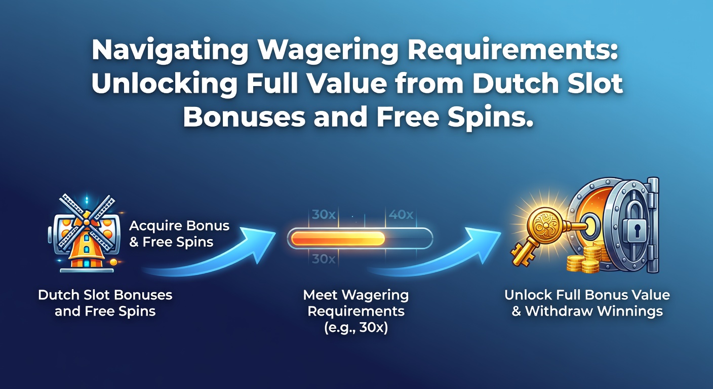 Voorbeeldscherm van een Nederlands online casino met actieve bonus en omzeteisen-tracker, inclusief voortgangsbalk voor free spins winsten