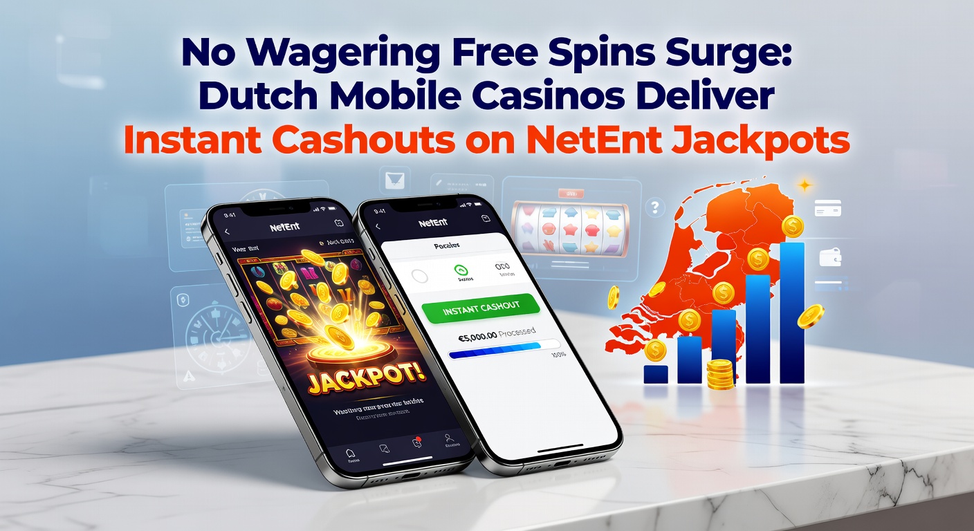 Mobiele interface van een Nederlands casino-app met NetEnt jackpot teller, free spins teller en instant cashout optie geactiveerd