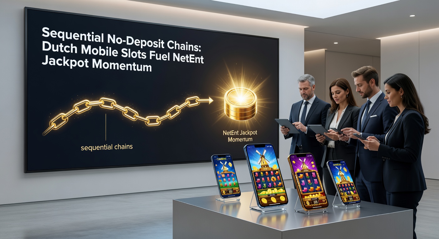 Voorbeeld van een sequentiële no-deposit keten op een NetEnt mobiele slot met jackpot meter in opbouw op een Nederlands casino platform