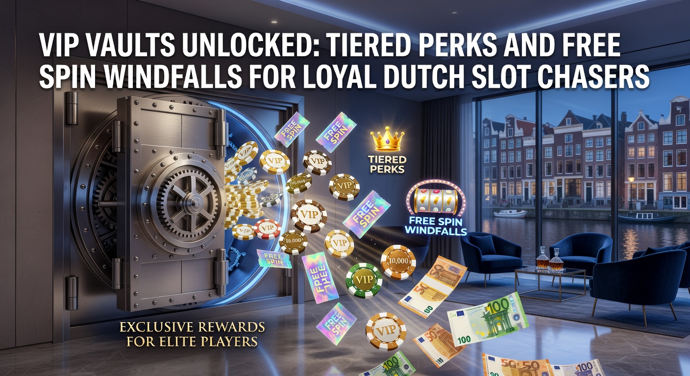 Afbeelding van een glinsterende VIP-kluis die opengaat met free spins en tier-beloningen voor Nederlandse spelers